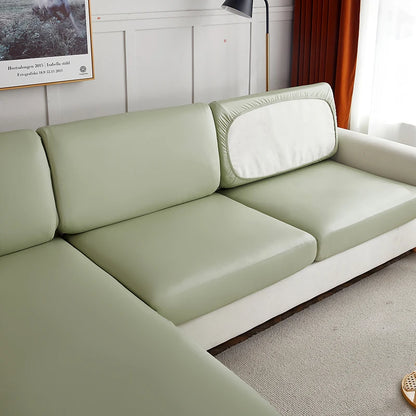 Stretch PU Leather Waterproof Sofa Cushion Cover Sofa Seat Slipcover Backrest Cover Easy Clean Sofa Protector for Pets Kids