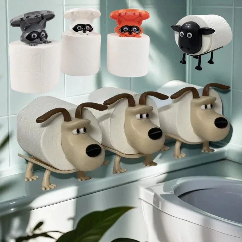 Fun Dog Raccoon Sheep Toilet Paper Holder Home Decor Bathroom Accessory Storage For Toilets Bathrooms Kitchens Living Rooms