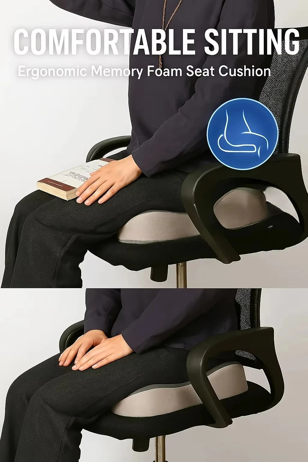 Memory Foam Cushion For Office Chair Student Chair Car Seat Relieves Spine And Hip Burden Fresh Breathable Fabric Easy To Clean