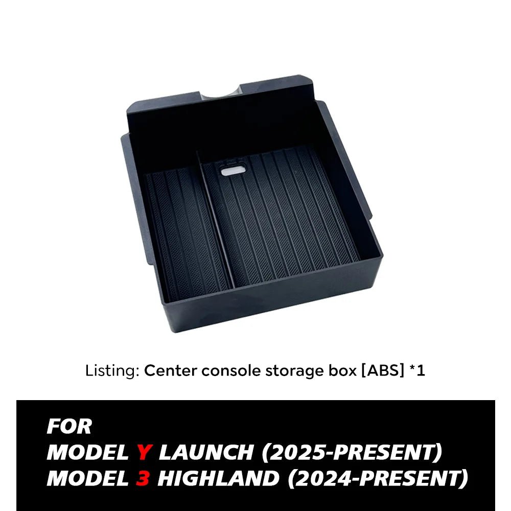 TEKSY 1/2/3/4/6/7/8pcs For Tesla New Model Y 2025 2026 Juniper ABS with Silicone Non-slip Mat Console & Armrest Storage Box