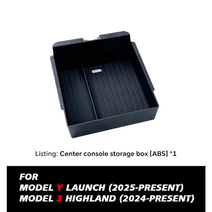 TEKSY 1/2/3/4/6/7/8pcs For Tesla New Model Y 2025 2026 Juniper ABS with Silicone Non-slip Mat Console & Armrest Storage Box