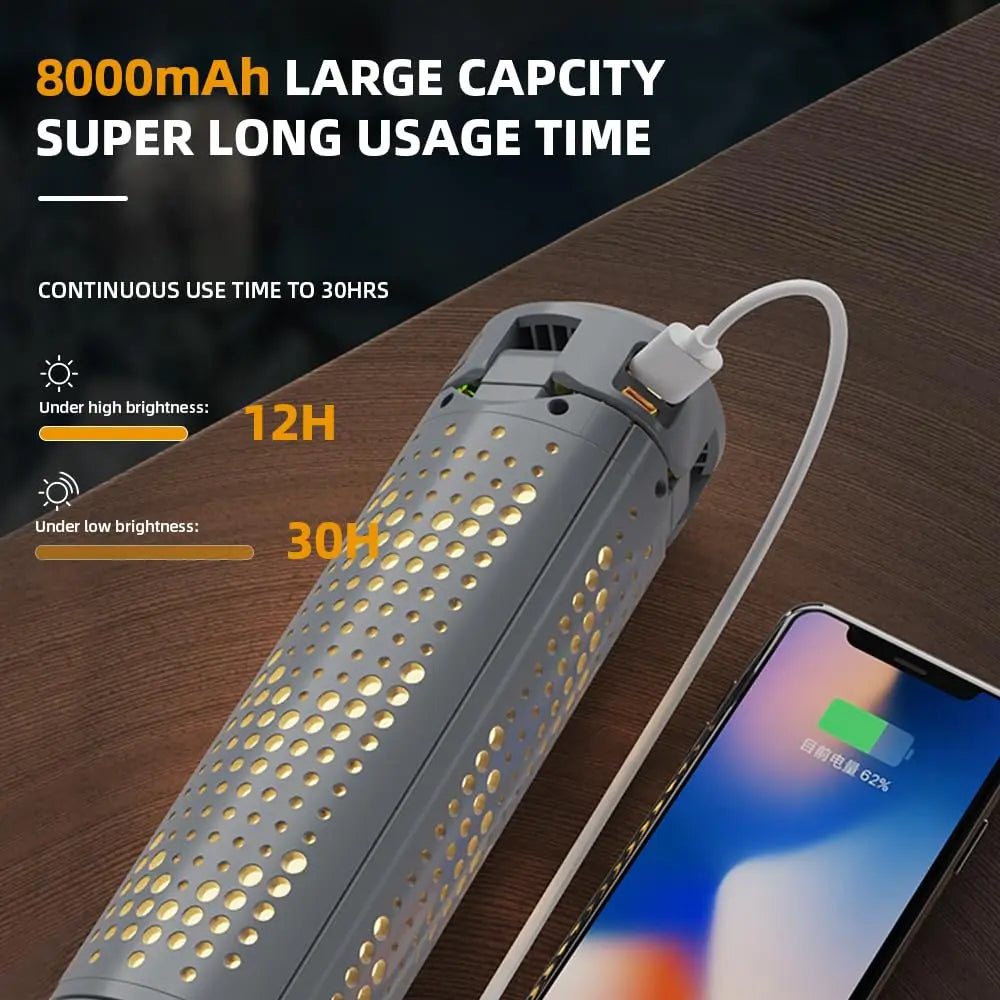 Folding Camping Light Portable Telescopic Lanterns USB Rechargeable 8000mAh Outdoor Waterproof Power Bank Lamp With Triangle Sta