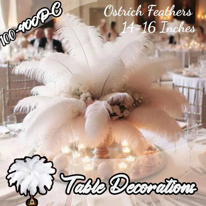 100-300PCS White Ostrich Feathers Bulk Natural Ostrich Feathers for Wedding Party Decorations Table Decorations DIY Crafts