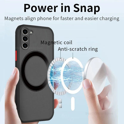 S26 S25 Ultra Plus Case Armor Matte Magnetic For Samsung Galaxy S26 S25 S24 S23 Ultra Plus Cases Frosted Wireless Charge Cover