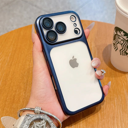 Luxury Frosted Matte iPhone Case – Metallic Frame MagSafe Cover for iPhone 11–17 Series