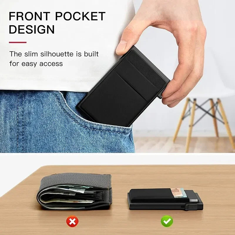 Rfid Credit Card Holder Men Thin Slim Mini Minimalist Wallets Luxury Metal Bank ID Cardholer Case Wallet for Men Carteras \[]pl/
