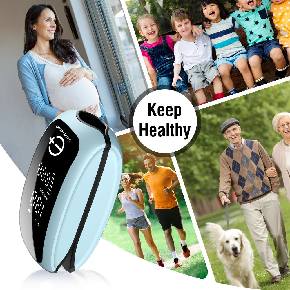 Rechargeable Medical Oximeter Strap Lanyard Fingertip Pulse Oximeter Blood Oxygen Saturation Monitor Digital LED Display Child