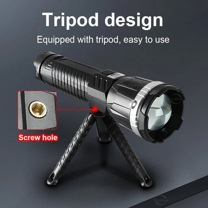 19000000LM Super Powerful Flashlight Built-in 3*18650 High Power Torch Rechargeable LED Light Big Aperture Camping COB Lantern