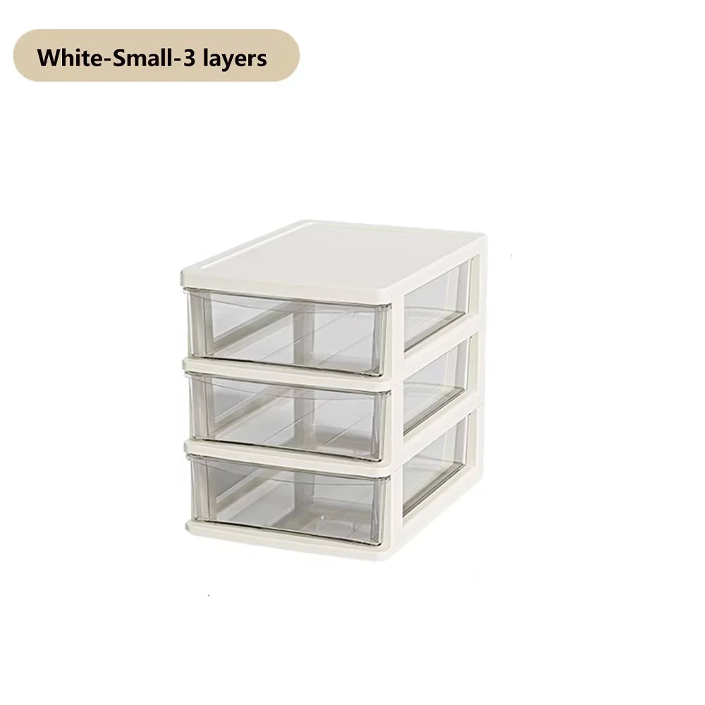 Clear Desktop Storage Box with Drawer Heightened Table Organizer Plastic Office Storage Cabinet for Stationery Cosmetics