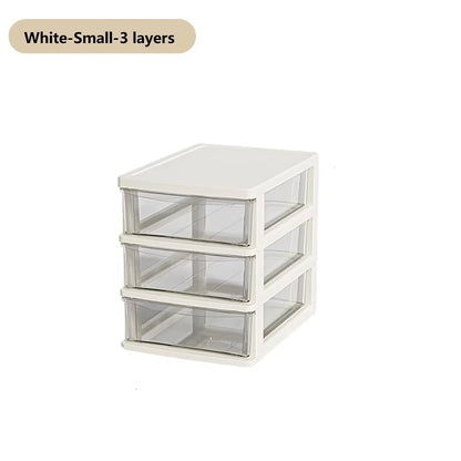 Clear Desktop Storage Box with Drawer Heightened Table Organizer Plastic Office Storage Cabinet for Stationery Cosmetics