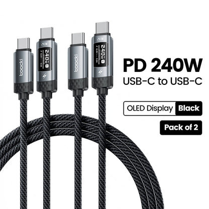 Toocki 240W USB C to USB C Cable LED Digital Display PD3.1 Fast Charging Type C to Type C Cable For Macbook iPhone 17 16 Samsung