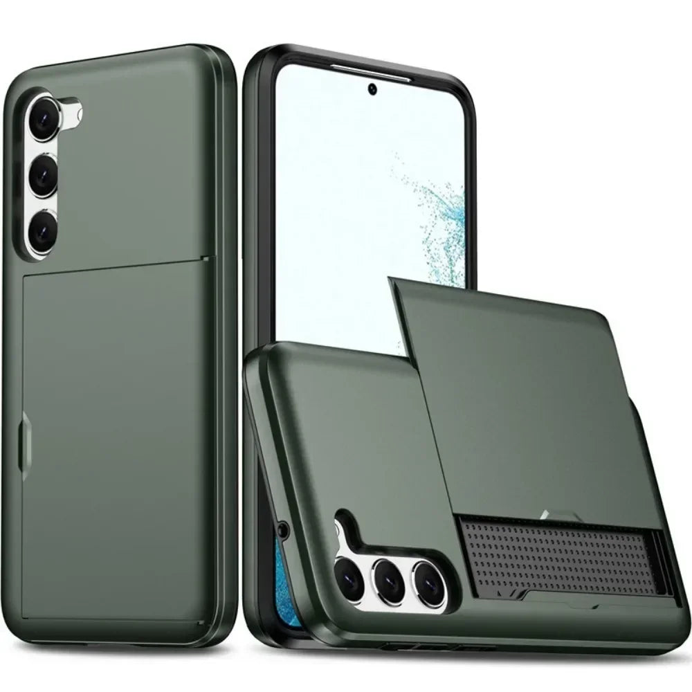 For Samsung Galaxy S26 S25 S24 Ultra S22 Plus S23 S21 S20 FE Note 20 A17 A55 Wallet Cover Card Holder Slot Shockproof Phone Case