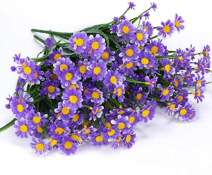 Artificial Daisies Flowers Outdoor UV Resistant Fake Foliage Plants Shrubs for Window Box Hanging Farmhouse Indoor Outside Decor