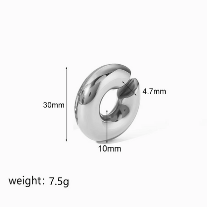 18K Gold Stainless Steel Multilayer Ear Clip – Waterproof Chunky Hoop