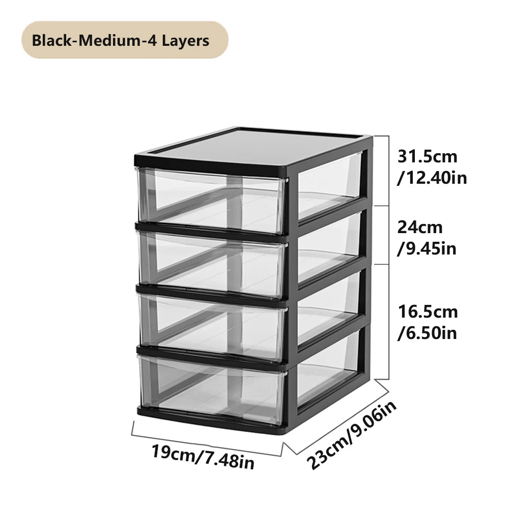 Clear Desktop Storage Box with Drawer Heightened Table Organizer Plastic Office storage cabinet  for Stationery cosmetics