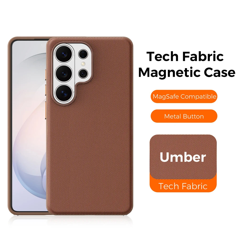 Magnetic Tech Fabric Phone Case For Samsung Galaxy S24 S25 S26 Ultra For Magsafe Wireless Charging TechWoven Anti-Slip Cover