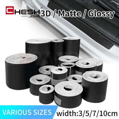3D Carbon Fiber Car Sticker Paste Protector Glossy Black Vinyl Wrap Film Car Wrap Sheet Film Waterproof Protection Accessories