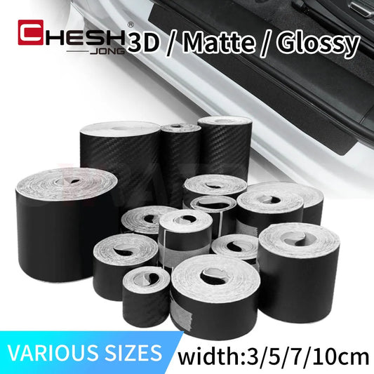 3D Carbon Fiber Car Sticker Paste Protector Glossy Black Vinyl Wrap Film Car Wrap Sheet Film Waterproof Protection Accessories