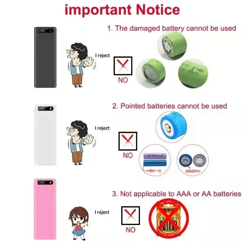 10 8 Slot 18650 Battery Holder DIY Shell Dual USB Type C Charger Powerbank Case Case for iPhone Xiaomi Battery Power Bank Case