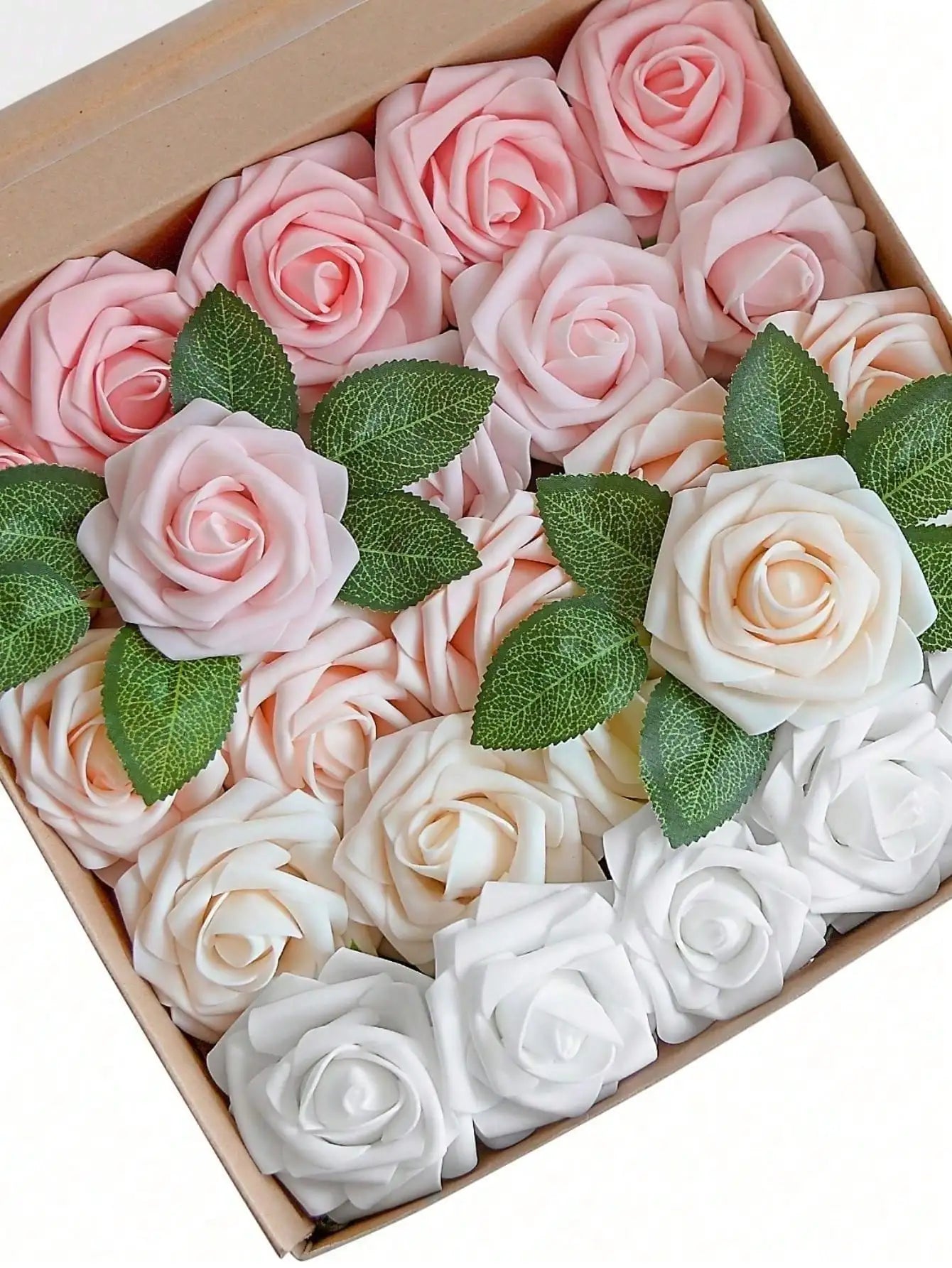 25pcs/Set Artificial Foam Rose Flowers Realistic Fake Roses Stem For DIY Wedding Bouquets Centerpieces Bridal Shower Party Home Decorations