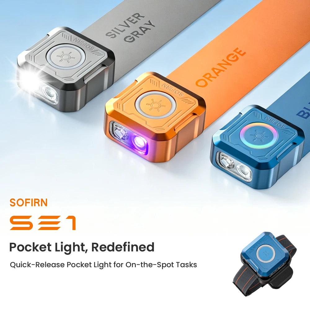 SOFIRN SE1 Pocket Flashlight 300Lm Mini EDC Light RGB Signal Ring Quick-Release Magnetic Wrist Keychain Torch for Bike Ride