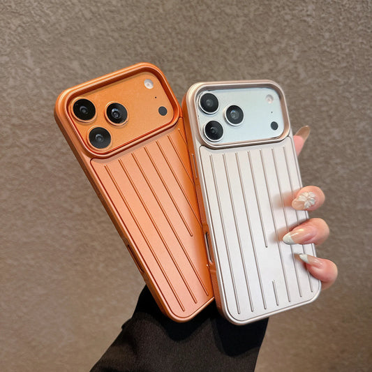Q5 Aluminum Alloy Phone Cases For iPhone 17 16 15 14 Pro Max 3D Corrugated Stripe Back Luxury Bussiness Luggage Cover