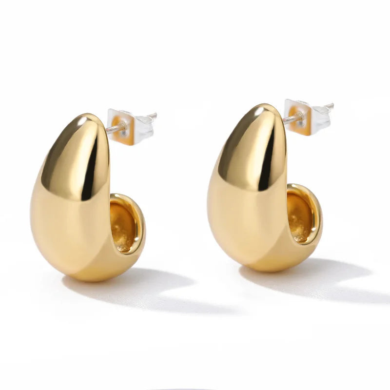 Heart Stainless Steel Earrings for Women – Gold Color Hoop Earring with Zircon, Waterproof & Trendy