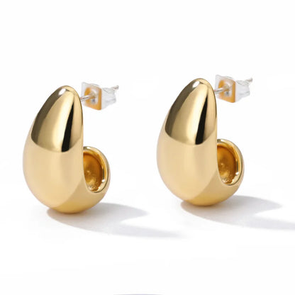 Heart Stainless Steel Earrings for Women – Gold Color Hoop Earring with Zircon, Waterproof & Trendy