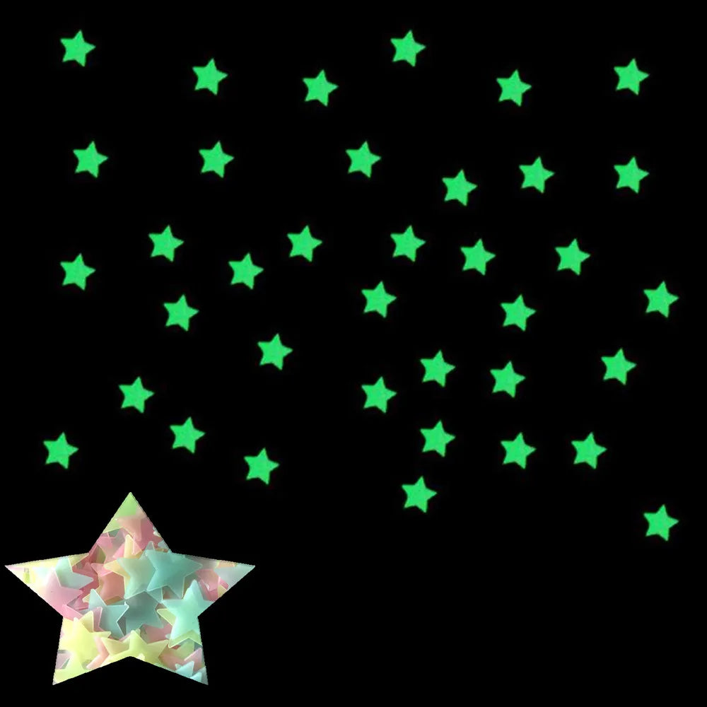 Glow in the Dark Star Wall Stickers – 100-Piece Set