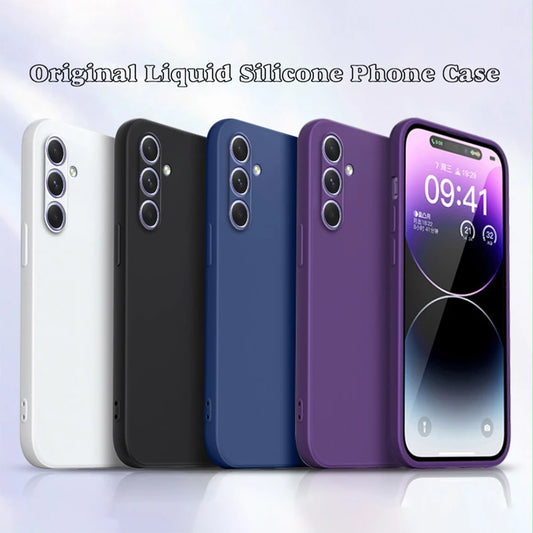 Original Solid Color Back Cover for Samsung Galaxy A54 A34 A24 A14 A04 A04S A73 A53 A33 A23 A13 4G 5G Liquid Silicone Phone Case