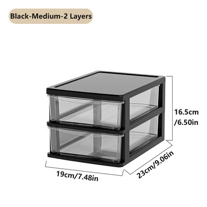 Clear Desktop Storage Box with Drawer Heightened Table Organizer Plastic Office storage cabinet  for Stationery cosmetics