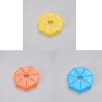 1/2/3Pcs A Week 7 Corners Pill Box Round 7 Boxes For One Week Small Pill Box Mini 7 Days Portable Points Medicine Jewelry Box