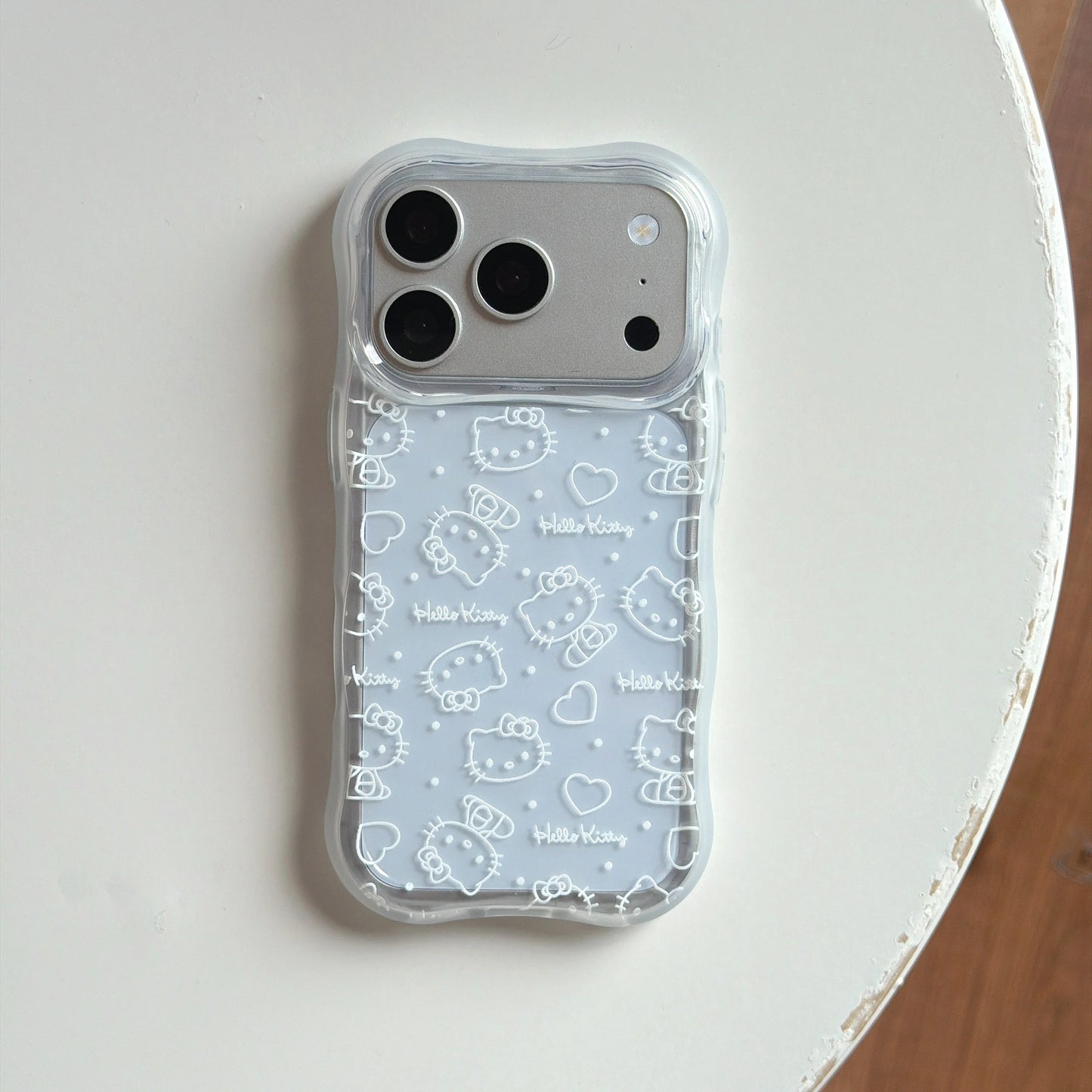 Cute Wave Full Screen Line Hello Kitty Case For iphone 17 16 15 Pro Max Cartoon Sanrio Shockproof Protective Acrylic Phone Cover