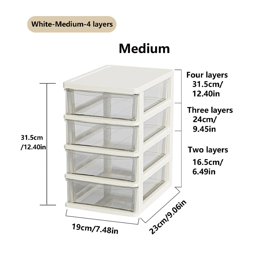 Clear Desktop Storage Box with Drawer Heightened Table Organizer Plastic Office storage cabinet  for Stationery cosmetics