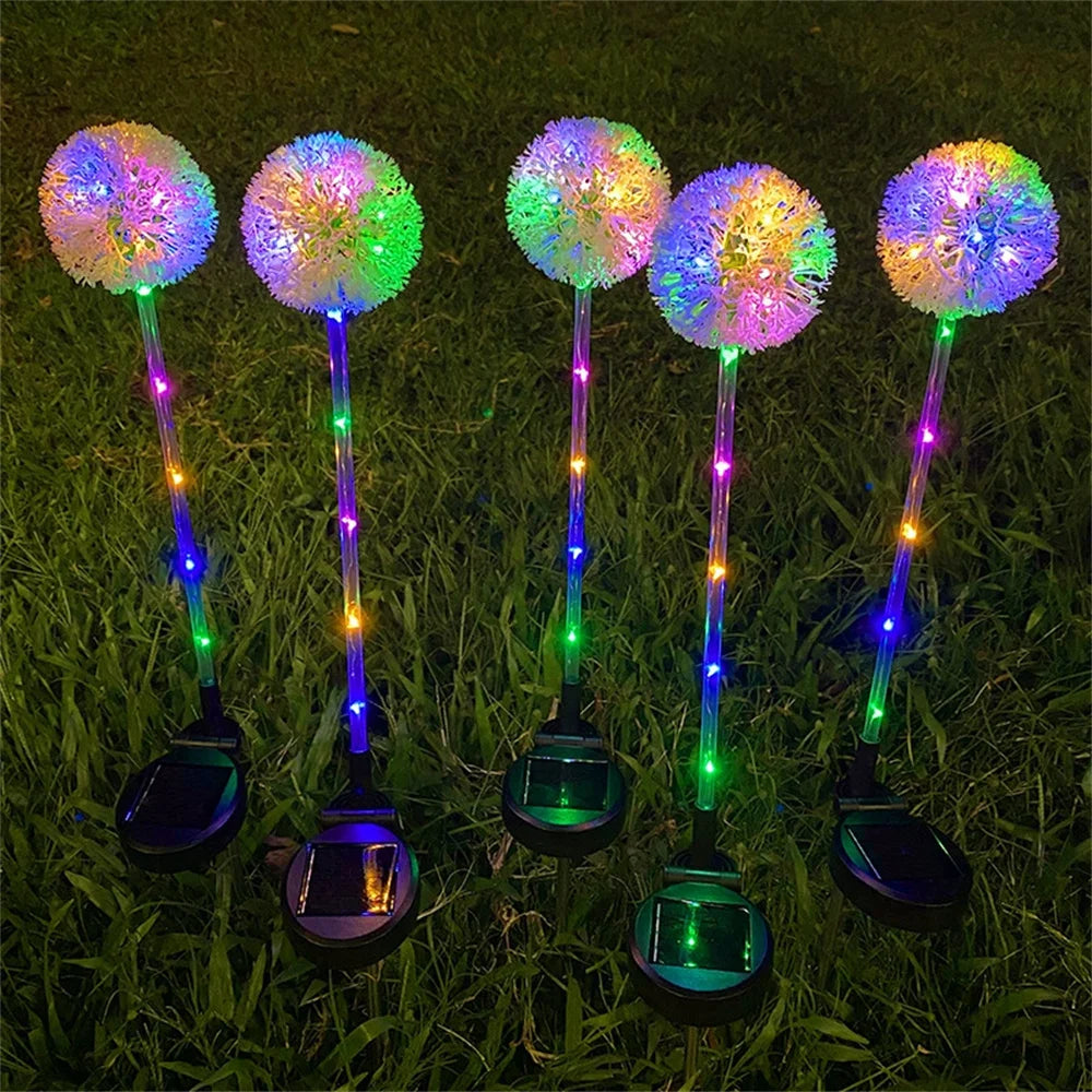 1PC/2PC 1 Head/3 Head Solar LED Dandelion Outdoor Ground Mounted Light, Suitable for Courtyard, Garden, and Landscape Decoration