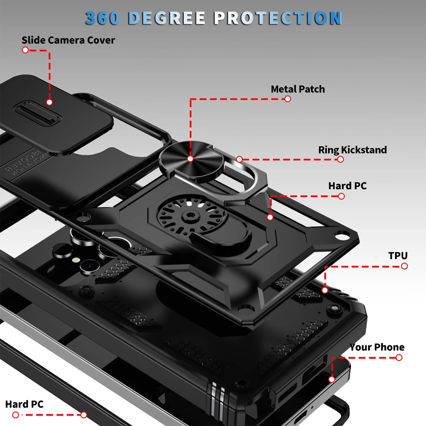 360 Full Protection Phone Case For Samsung Galaxy S25 S24 S23 Ultra Plus S25 Edge S24FE Case Armor Car Magnet Ring Stand Cover