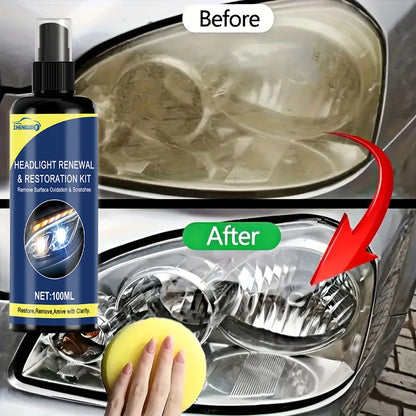 100ml Ceramic Headlight Restoration Spray, Premium Car Headlight Repair Tool - Removes Yellowing and Oxidation, Restores Clarity, Long-Lasting Light Coating Protection Spray