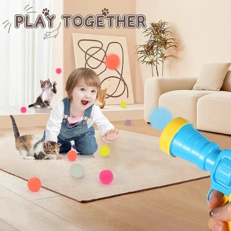 Cat Ball Launcher Toy – Interactive Plush Ball Shooter Set