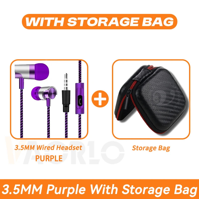 3.5mm Wired In-Ear Earphones Noise Cancellation HiFi Stereo Sports Gaming Music Headphones With Mic Headset For Phone MP3 MP4