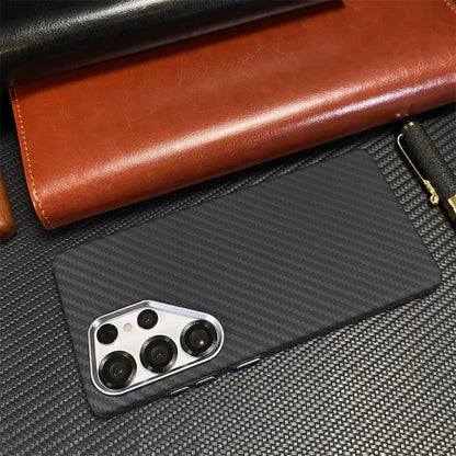 For Samsung Galaxy S26Ultra S26 S25 S24 S23 Ultra Plus Carbon Fiber Texture MagSafe Case Wireless Charging Alloy Lens Hard Cover