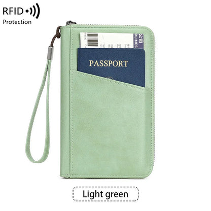 Anti theft RFID shielded passport clip travel wallet waterproof PU ticket storage bag multifunctional passport wallet