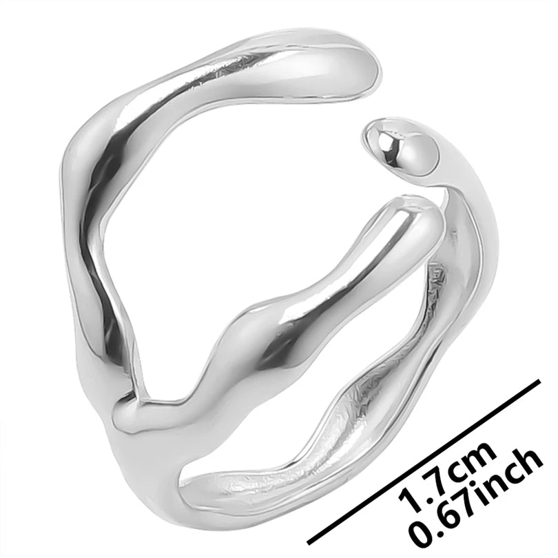 Stainless Steel Chunky Open Ring – Vintage Hollow Multi-Layer Design