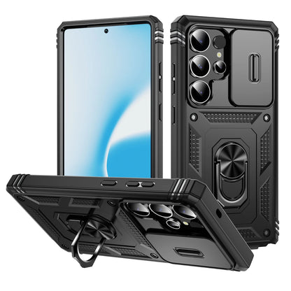 360 Full Protection Phone Case For Samsung Galaxy S25 S24 S23 Ultra Plus S25 Edge S24FE Case Armor Car Magnet Ring Stand Cover