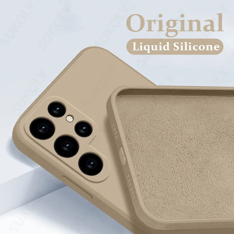 Case For Samsung Galaxy S26 S24 S23 S22 S25 Ultra S24 FE A57 A56 A55 A16 A17 5G S25 Edge Shockproof Liquid Silicone Phone Cover