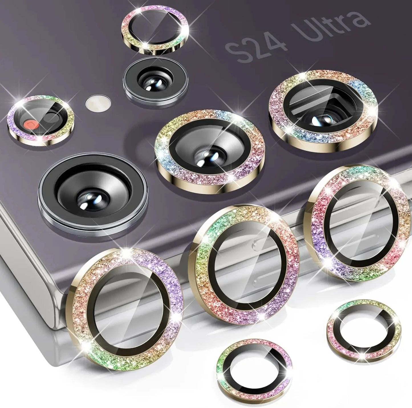 Diamond Glitter Lens Glass For Samsung Galaxy S26 Ultra Plus HD Clear Camera Protector For Samsung S25 S24 Metal Ring Lens Film