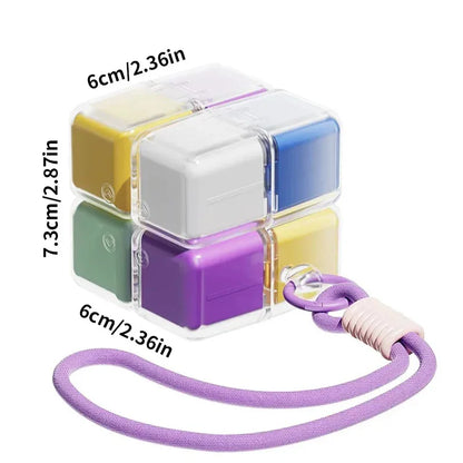 1PC Magic Cube 8-Grid Medicine Storage Box Sealed Moistureproof Travel Essential with Hanging Rope Creative Storage Solution