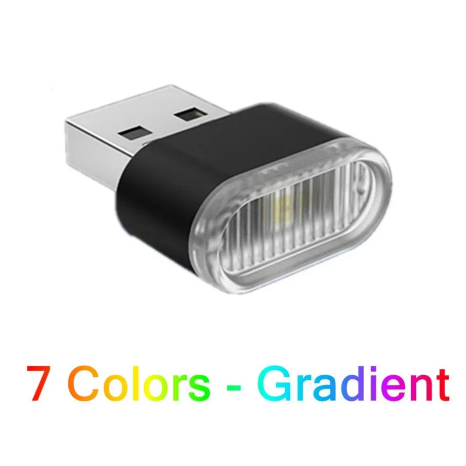 Car Mini USB LED Atmosphere Lights Car Interior Neon Decorative Lamp Emergency Lighting Universal PC Portable Plug and Play