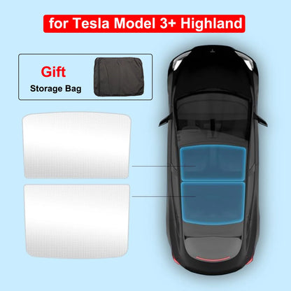 Sun Shade For Tesla Model Y Juniper 2025 Launch Model 3 Highland Sunshade Roof Nano Ice-Crystal Buckle Glass Skylight Cool Cover