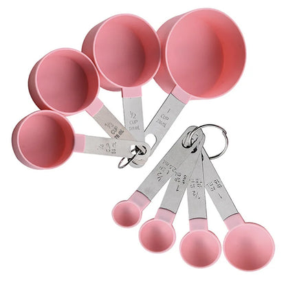 8pcs Measuring Cups & Spoons Set,Stackable Nesting Measure Cups with Stainless Steel Handle,Kitchen Gadgets for Cooking & Baking