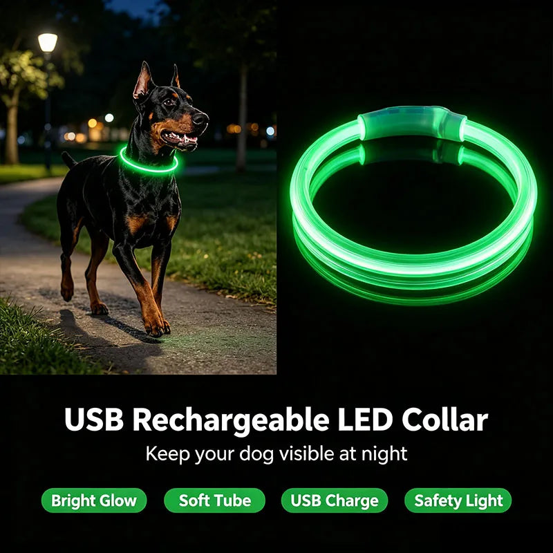 C 1pcs USB Type-C Rechargeable Pet Glowing Collar Dog LED Light Collar Luminous Anti-Lost Dog Collar Dog Necklace Collar